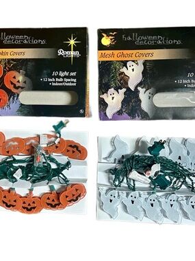 Roman Inc. • Halloween Light Set • Pumpkin • Ghost • 2 Boxes (20 Lights) • New